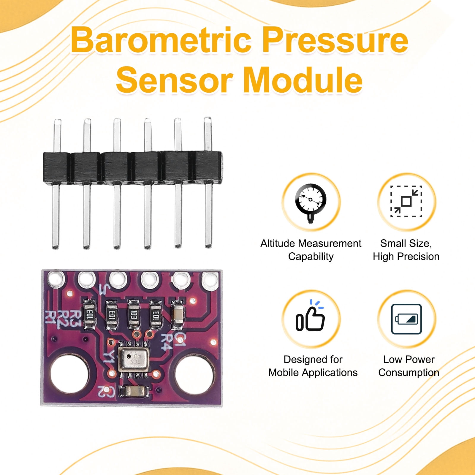 Uxcell 10 Pcs BMP280-6PIN Atmospheric Pressure Sensor Module 3.3V High Precision Digital Barometric Pressure Altitude Sensor with Male to Female 40P Breadboard Jumper Wire