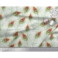 thumbnail image 2 of Soimoi Japan Crepe Satin Fabric Peacock Feather Decor Fabric Printed Yard 42 Inch Wide, 2 of 3