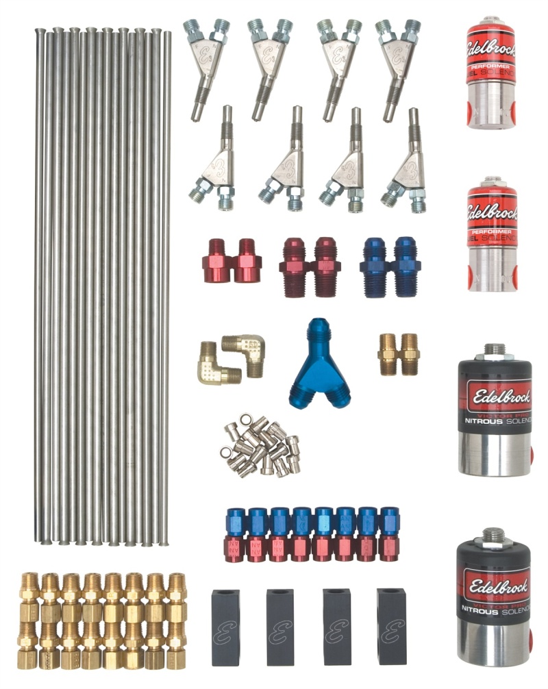 Edelbrock Nitrous System Super Victor Universal V8 E3 Nozzle Plumb Kit Victor Pro Nitrous