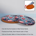 thumbnail image 4 of Valentine's Day 6pcs Round Coasters Set, Microfiber Leather Drink Coasters, 11x11 cm/4.3x4.3 in Size for Decoration, 4 of 6