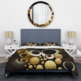thumbnail image 3 of Designart "Circular Golden Cosmos II" Modern Geometric Bedding Covert Set - Abstract Geometric Black Abstract Bed Set With 2 Shams, 3 of 6