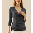 thumbnail image 5 of Doublju Women's V Neck Twist Knot Ruched Empire Waist Slimming Tunic Top Blouse (S-3X), 5 of 5