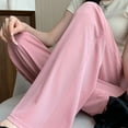 thumbnail image 3 of JMKQLZ Wide Leg Pants for Women Summer Flowy High Waisted Trousers Fashionable Straight Tube Pants Casual Loose Solid Trousers,Pink,2XL, 3 of 5