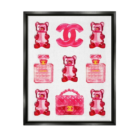 Stupell Industries Red Glam Gummy Candy Beauty & Fashion Painting Black Floater Framed Canvas Art Print Wall Art, 17 x 21