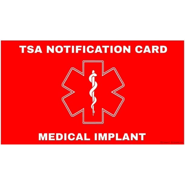 Medical IMPLANT TSA Notification Wallet Air Travel Card Quantity (5