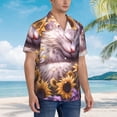 thumbnail image 3 of Pofeuu Warm Sunflower Sleeping Cat Print Hawaiian Shirt for Men Sleeves Casual Button Down Summer Beach Dress Shirts T-Shirts,X-Large, 3 of 7