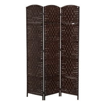 HomCom 6' Tall Wicker Weave 3 Panel Room Divider Privacy Screen - Chestnut Brown