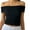 Black, variant on Women Knit Crop Tops Solid Color 3D Flower Boat Neck Off Shoulder T-Shirts Summer Slim Fit Shirts Streetwear