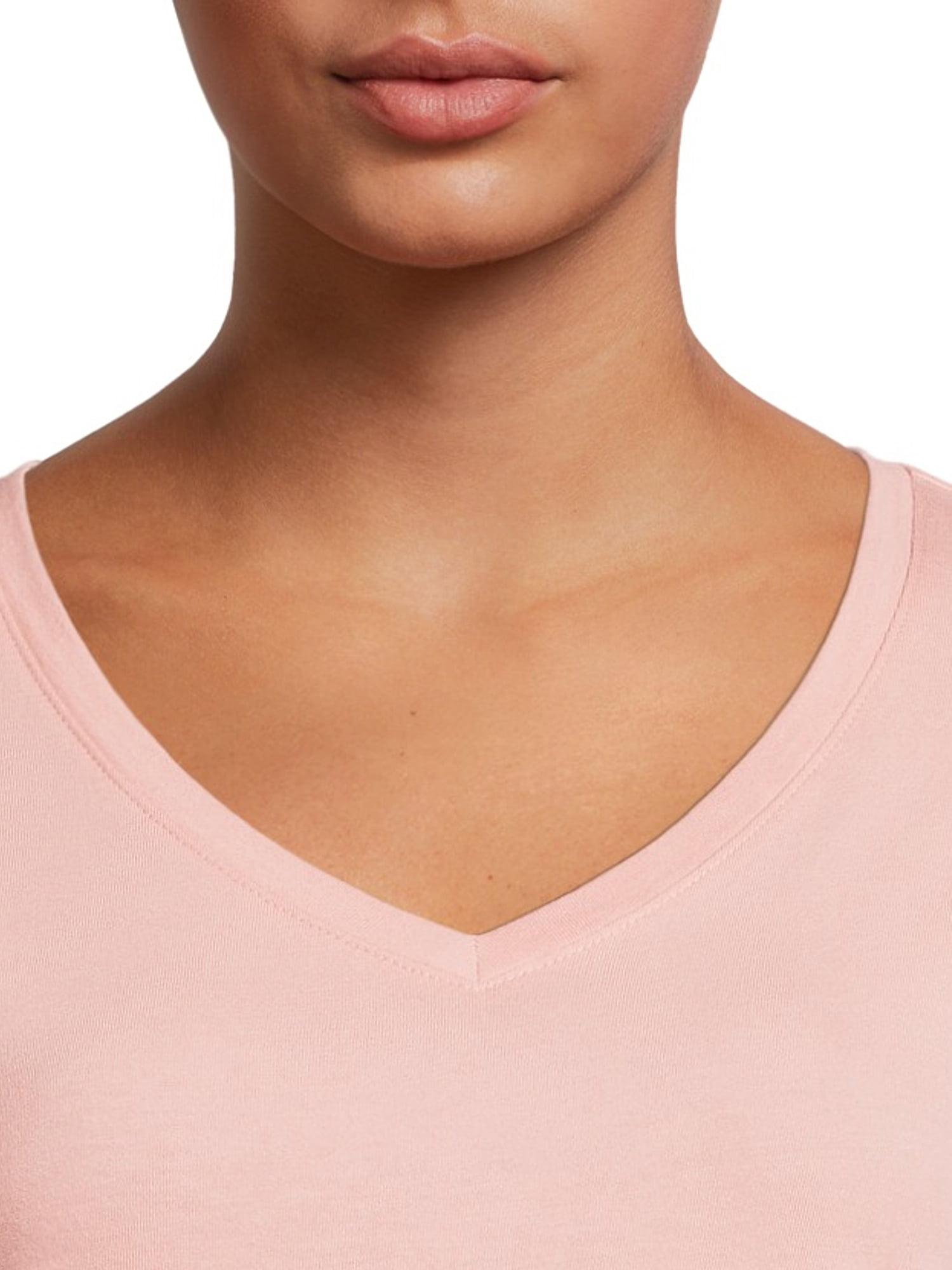 Time and Tru Women's V-Neck T-Shirt with Short Sleeves
