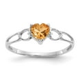 thumbnail image 1 of 14K White Gold Ring Band with Stones (11) November Citrine Heart Yellow, Size 6, 1 of 2