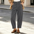 thumbnail image 2 of Oksale Corduroy Pants for Women Petite Trendy High Waisted Button Barrel Pants Loose Comfortable Khaki Pants with Pockets Fashion Outfits Gray M, 2 of 8