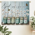 thumbnail image 6 of Teal Daisy Farmhouse Floral Kitchen Curtains Rustic Flower Small Short Cafe Window Curtains Country Wooden Barn Inspirational Bathroom Window Drapes Treatment Tier Curtains (27.5x36 Inch), 6 of 6