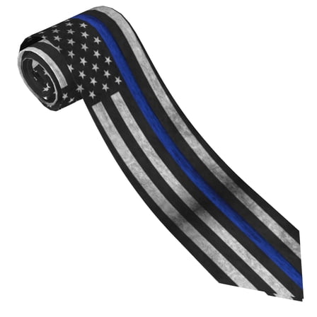Men'S Thin Blue Line Flag Pattern Tie Fashion Causal Printed Necktie