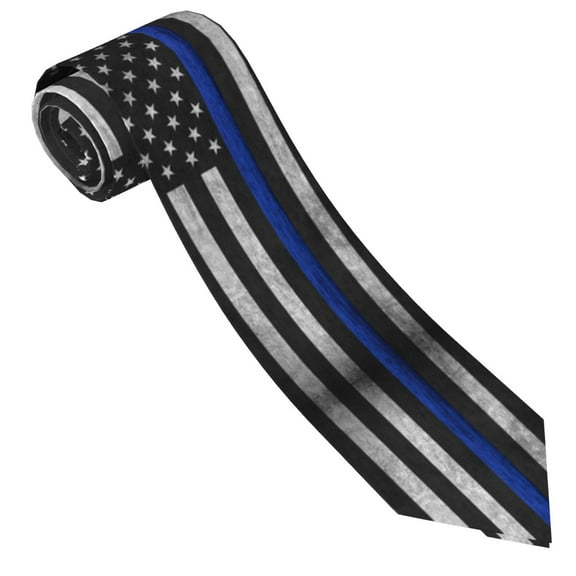Men'S Thin Blue Line Flag Pattern Tie Fashion Causal Printed Necktie