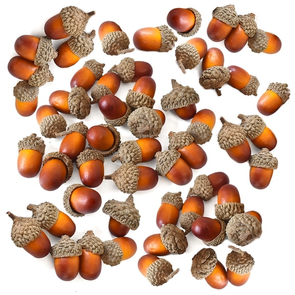 36/50/54 Pcs Artificial Acorns, Foam Fake Acorns in Gold Silver Brown, Reusable Fall Halloween Christmas Table Decor, Lightweight Festive Party Embellishment Ornaments