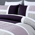 thumbnail image 3 of Chezmoi Collection Bernard 7-Piece California King Bed in a Bag Comforter Set with Sheets, Lightweight Comforter Lavender Purple Gray Patchwork Quilted Medallion Bedding Set for All Season, 3 of 9
