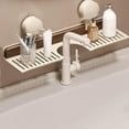 thumbnail image 4 of Walnut Wood Suction Cup Shelf Wall Mounted Over Faucet Organizer Removable Storage Rack for Kitchen and Bathroom, 4 of 7