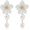 G1：White Pearl Stud Earrings, variant on Boho Pearl Flower Drop Earrings for Women, White Pink Floral Statement Dangle Earrings, Lightweight Spring Summer Fashion Jewelry Gift