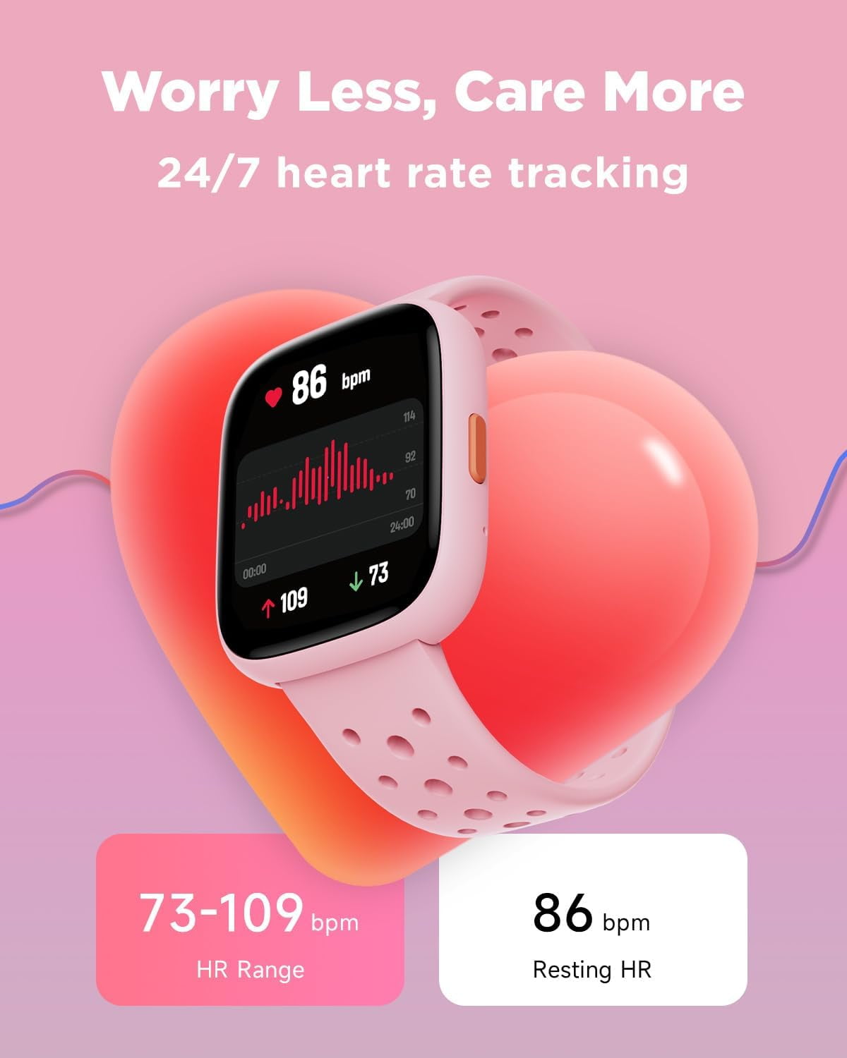 BIGGERFIVE Smart Watch for Kids No APP No Phone Needed, 1.8" Fitness Tracker Watch Pedometer, Sleep Monitor, IP68 Waterproof, Step Counter, Puzzle Games for Girls Boys Teens 5-16, Pink