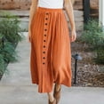 thumbnail image 6 of Sentmoon Maxi Skirts Plus Size High Elastic Waist Boho Women Skirts Flowy Beach Solid Color Loose Breathable Pleated Skirts for Women Streetwear Winter for Business Travel Orange S, 6 of 10