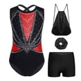 thumbnail image 3 of Sholeno Girls Gymnastics Dance Leotard Sets Tumbling Skating Workout Outfit with Shorts Hairband Storage Bag Red 14, 3 of 7