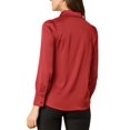 thumbnail image 3 of INSPIRE CHIC Women's Satin Blouse Puff Long Sleeve Collared Button Down Shirt Dressy Office Work Tops Business Casual S Red, 3 of 4