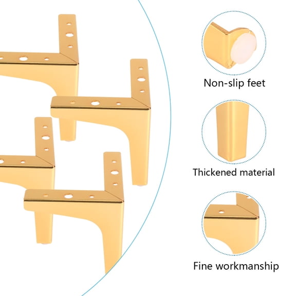 HEMOTON 4 Pcs Feet Bathroom Cabinet Legs Furniture Legs 13.8X13.8CM Golden