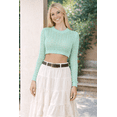 thumbnail image 3 of Socal Look Women's Cotton Crochet Sweater Long Sleeve Summer Casual Pullover Mint Green, Medium, 3 of 5