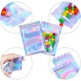 thumbnail image 4 of 50 bolsas desodorantes resellables, bolsas de papel de aluminio para almacenamiento de alimentos, bolsas selladas con película holográfica de arcoíris, bolsas ziplock para joyería, bolsas para embalaje de joyería, 14*20cm oso de fresa Electrónica, 4 of 5