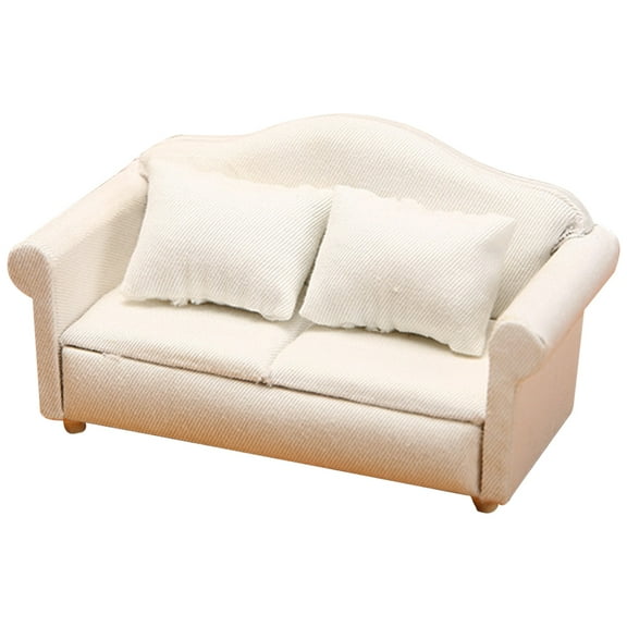 NICEXMAS White Miniature Sofa Wood Furniture 1 Piece for Craft Projects and Dollhouse Decoration