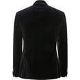 thumbnail image 3 of Mens Black Velvet Blazers Christmas Host Party Wear Blazers Coat Jacket Elegant Double Breasted Jackets, 3 of 5