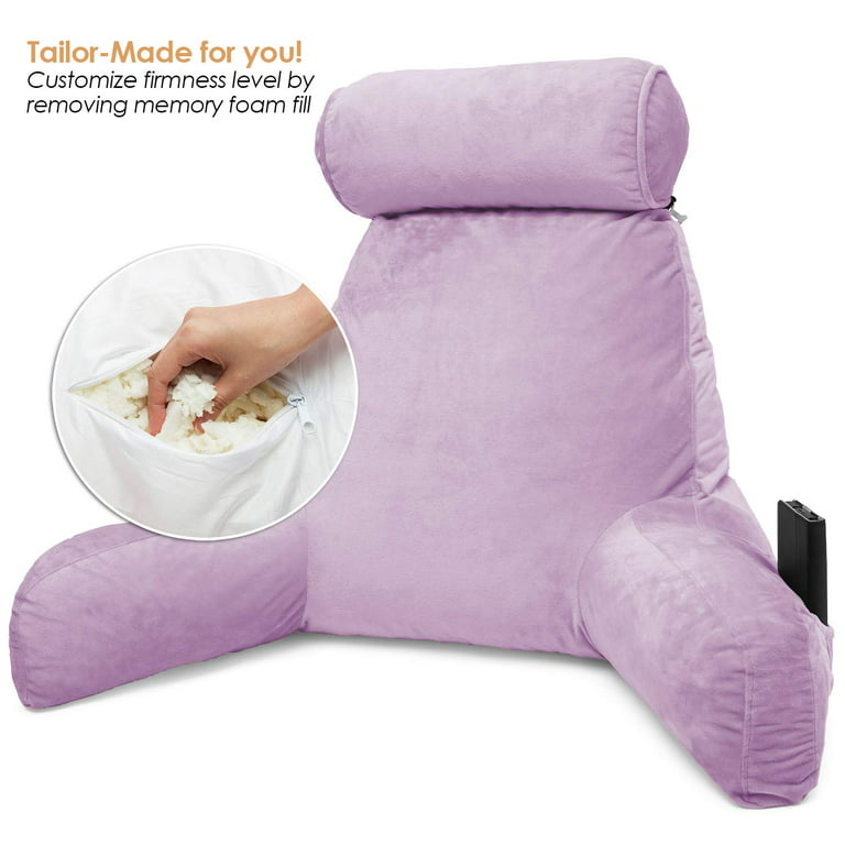 Clara Clark Reading Pillow, Extra Large Bed Rest Pillow with Arms