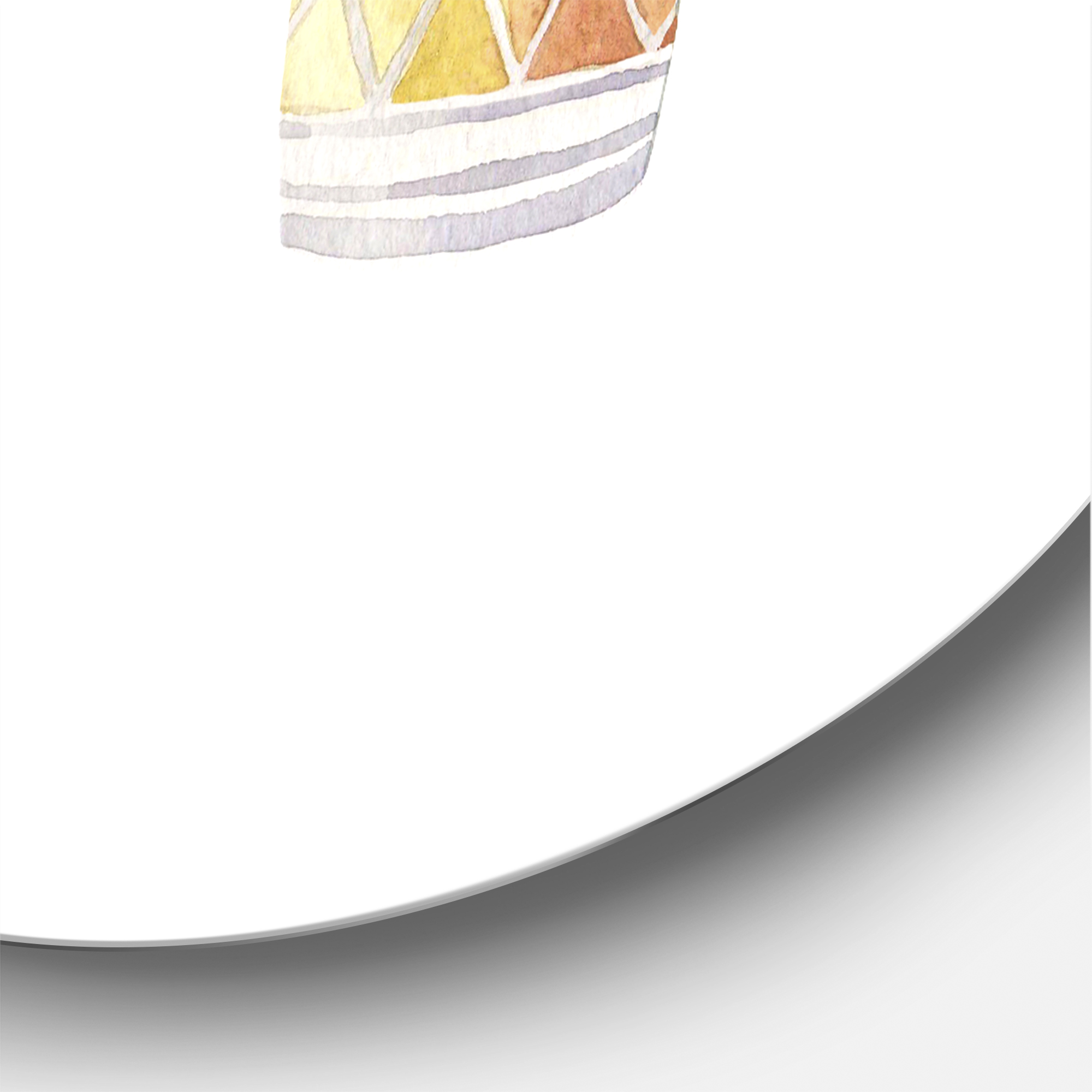 Designart 'Three Potted Houseplants On White' Traditional Circle Metal Wall Art 11x11 - Disc of 11