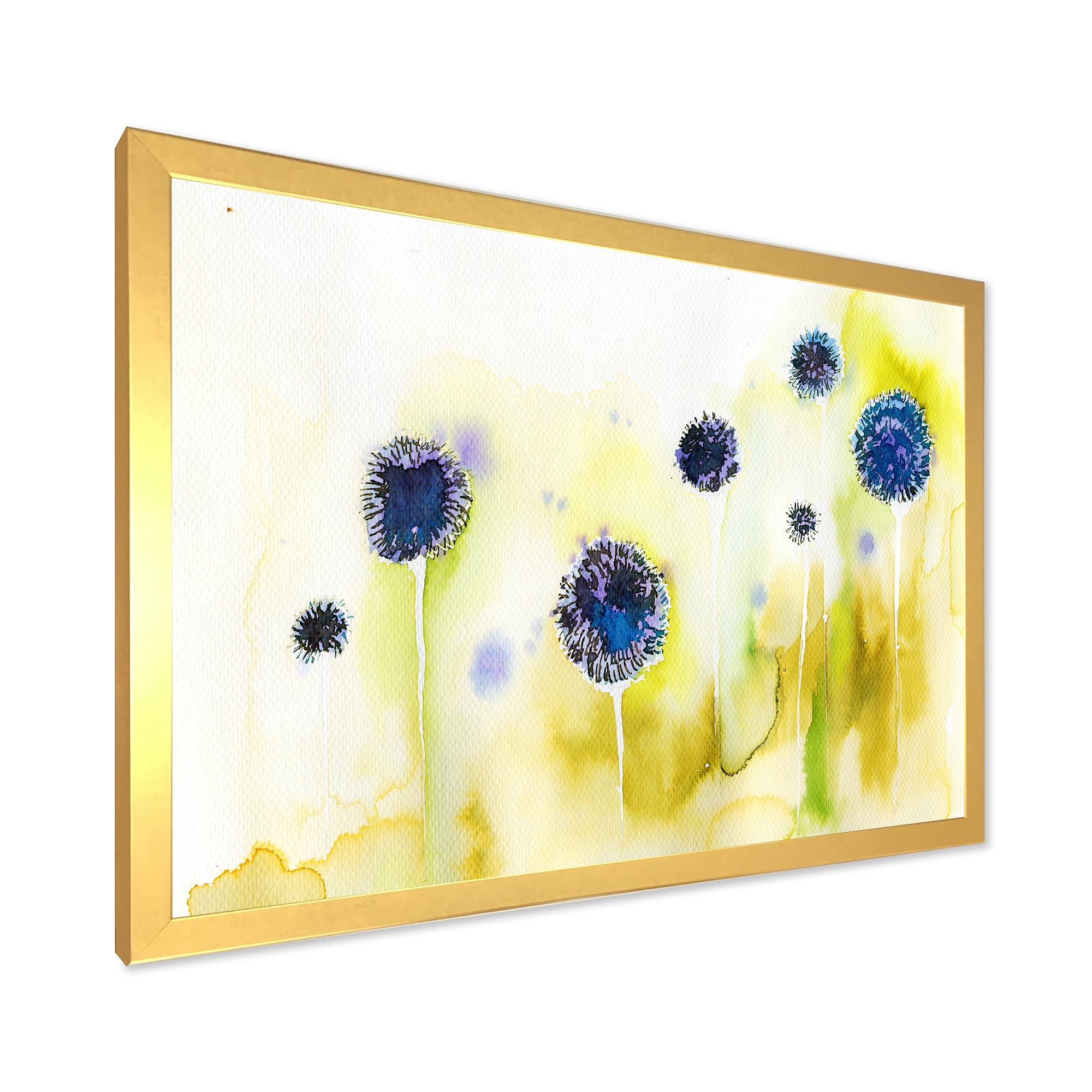 Designart 'Abstract Blue Flowers In The Meadow' Traditional Framed Art Print
