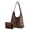 Brown, variant on Gustave PU Leather Tote Bag for Women Slouchy Hobo Shoulder Bag Soft Large Capacity 2Pcs Tote Handbag Purse for Travel Work - Brown