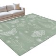 thumbnail image 2 of 3'x5' Area Rugs, Sage Green Butterfly Botanical Indoor Outdoor Area Rug for Living Room Bedroom, Summer Plants Line Art Washable Bathroom Rugs Kitchen Floor Carpet Mats Home Decor Aesthetic, 2 of 8