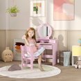 thumbnail image 2 of Qaba Kids Vanity Set, Children Dressing Table w/ Mirror and Stool, Pink, 2 of 10