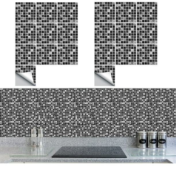 10 Pcs Self Adhesive Wall Tile Decals Peel And Stick Tile Stickers Waterproof Backsplash Mosaic Pattern Wall Stickers For Kitchen Bathroom Decor Walmart Com Walmart Com