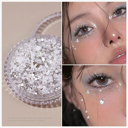 

Face Jewels Gems Crystal Self-Adhesive Glitter Crafted Pearls Floral for Party Rave Accessories DIY Craft 011