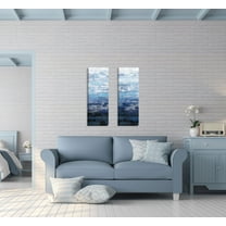Gango Home Decor Contemporary Icel&ic Wave II & III; Two 12x36in Hand-Stretched Canvases