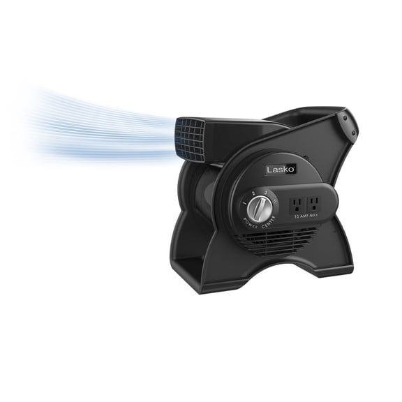 Lasko 12" Pivoting Pro High Velocity Blower Fan, 3-Speed, 2 Outlets, Black, U12104