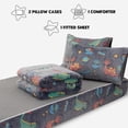 thumbnail image 3 of Btargot Dinosaur Zipper Comforter Twin for Boys Plush Dino Pattern Glow-in-the-Dark Comforter Set, 3 of 12