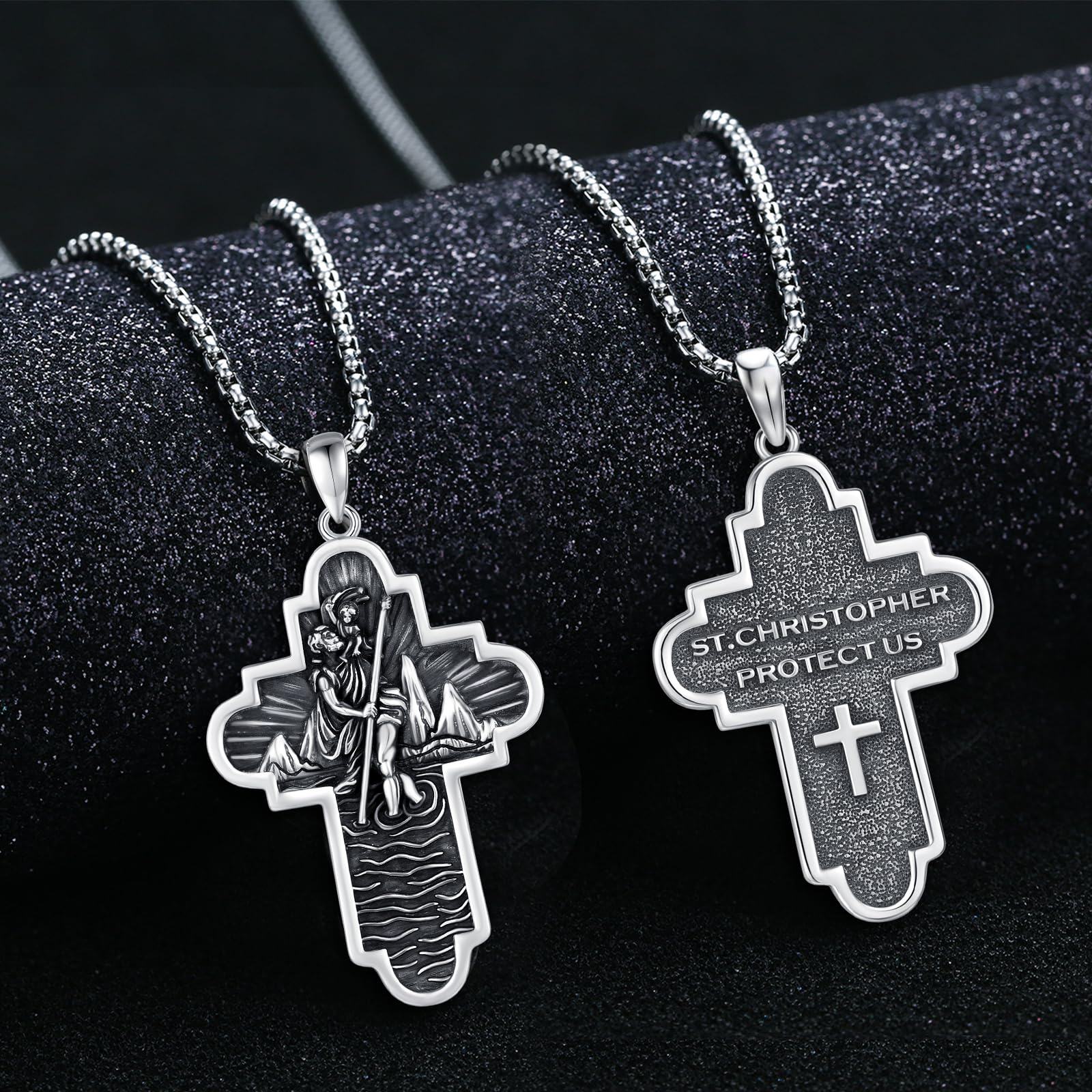 Coachuhhar St Christopher Necklace for Men Women 925 Sterling