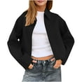 thumbnail image 2 of Mifsaly Long Sleeve Lightweight Bomber Jacket Soild Color Fashion Fall Outerwear, 2 of 9