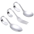 thumbnail image 2 of Ensemble de 3 Cuillères et Fourchettes à Manche Courbé Cuillères de Service Couverts en Acier Inoxydable, 2 of 5