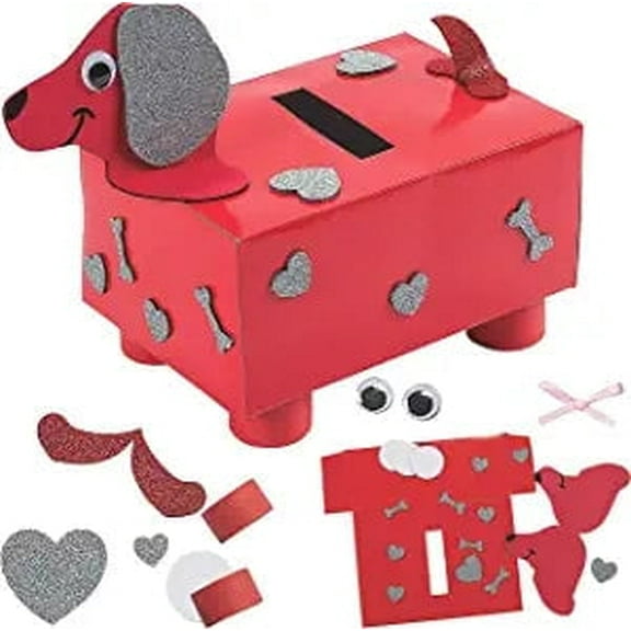 4E's Novelty DIY Puppy Valentines Mailbox Kit for Kids, Card Exchange Craft
