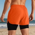 thumbnail image 5 of FINALGANG Mens Solid Color Two In One Athletic Shorts With Compression Liner Elastic Waist Drawstring Quick Dry Shorts For Gym Running Training Trendy Shorts, 5 of 6