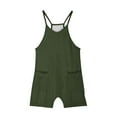 thumbnail image 6 of Cethrio Girls Summer Overalls, Sleeveless Loose Casual Spaghetti Strap Overalls with Pockets Army Green Size 13-14T, 6 of 7