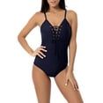 thumbnail image 6 of Csndyce Women Sexy Backless One Piece Swimsuit Deep V Halter Swimwear Bikini Lace up Bathing Suit, 6 of 7