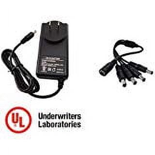 EVERTECH 12V DC 3A 3000mA 100V 240V AC DC 12V with 1 to 4 Splitter Power Splitter 4 Port UL Certif